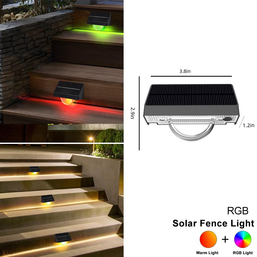 

Solar Fence Lights Outdoor Garden Solar Stair Lights Waterproof Solar Powered Garden Light Step Light RGB Stair Patio Backyard 4pcs
