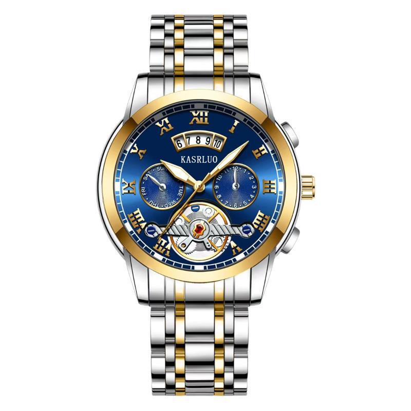 Herren Edelstahl Leuchtend Wasserdicht Fake Tourbillon Armbanduhr