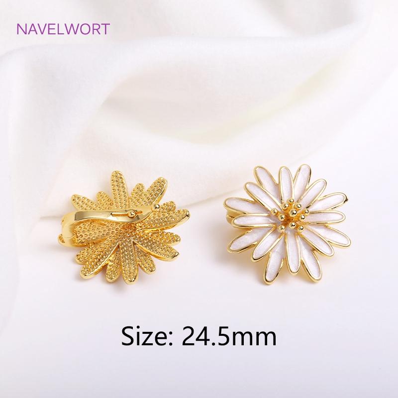 

Trendy 18K Gold Plated Daisy Pearl Clasps For Necklace Making Accessories Brass Metal Inlaid Zircon Kawaii Accessories For Women 1 piece