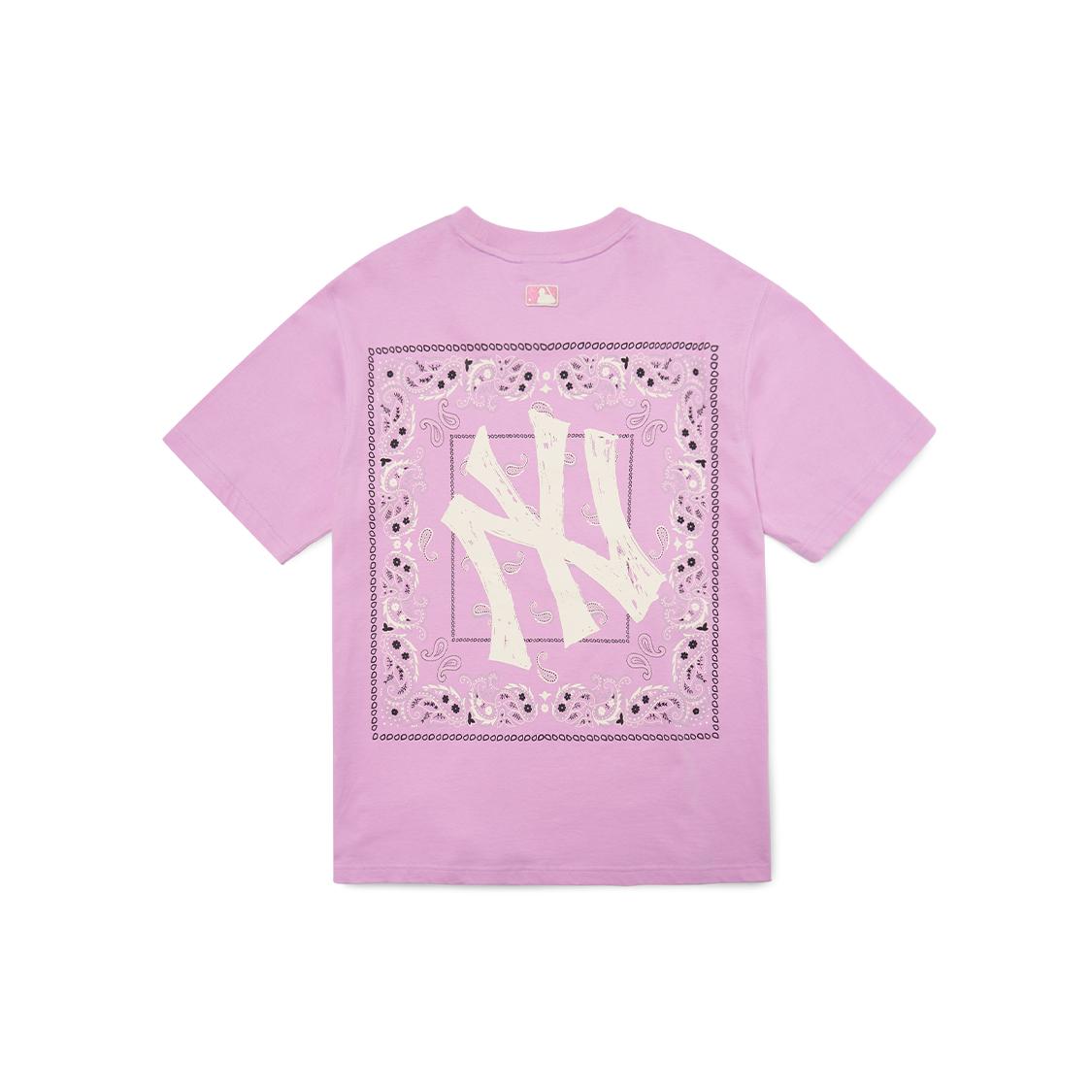 MLB Cashew Flower T Shirts Unisex Pink Crew Neck Moderate Straight Fit 3ATS52023-50PKS XL