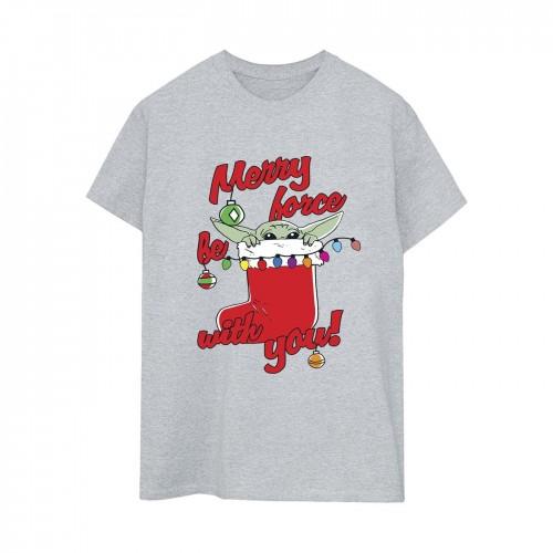 Star Wars The Mandalorian Womens/Ladies Merry Force Be With You Boyfriend T-Shirt