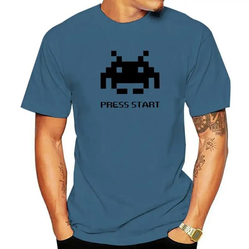 Pánské tričko Press Start Space Invaders Invaze Marťanů Střílečka Hra Bavlněná trička Krátký rukáv Tričko 4XL 5XL Topy
