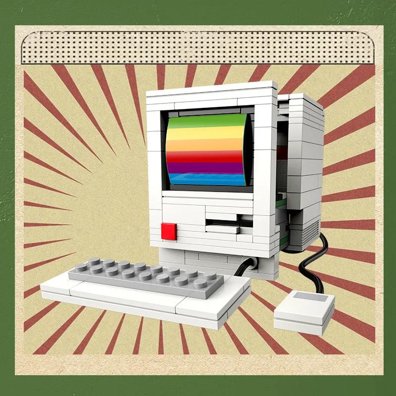 Diy Moc Creative Ideas Retro Typewriter Computer Tv Building Blocks Classic Game Machine Radio Moc Model Kit Toy Adults Gift Kid