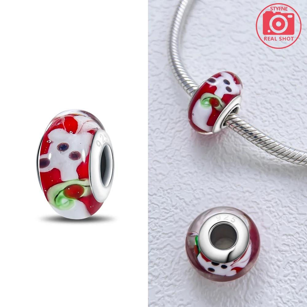 925 Silver Bracelet Women Diy Jewelry Gift Accessories Charms Beads Pink Murano Glass Blue Flower Butterfly Beads