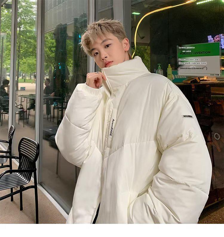 Men s Trendy Loose-Fit Stand Collar Cotton Jacket - Winter Hong Kong Style Retro Coat XL