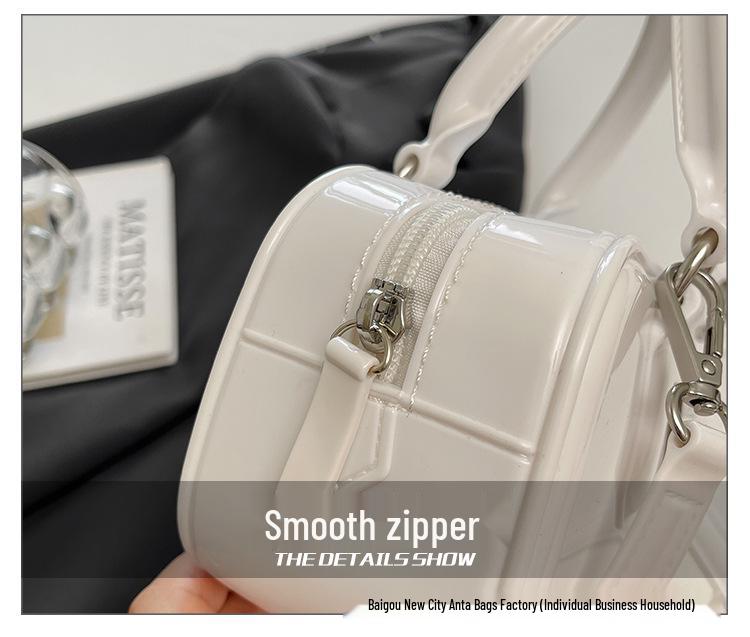 Women's 25th Anniversary Glossy Solid Color Bowling Handbag - Versatile Shoulder & Crossbody Bag