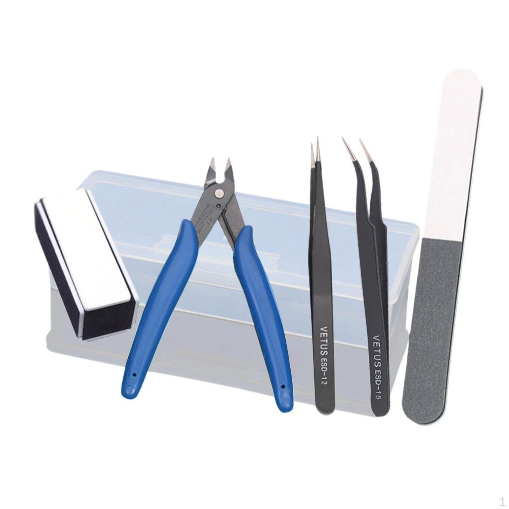 5 Pieces Model Tools Kit Hardware Basic Set for Building Deep Blue Pliers