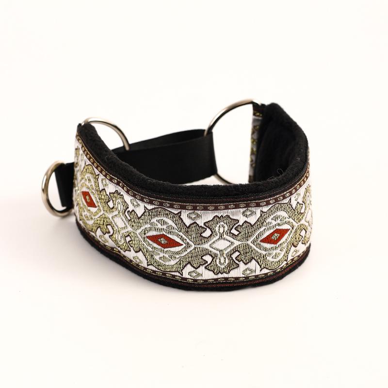Comfortable Soft Cosy Elegant Whippet Italian Greyhound Martingale Collar Width5.5cm  Gold/silve/red/green