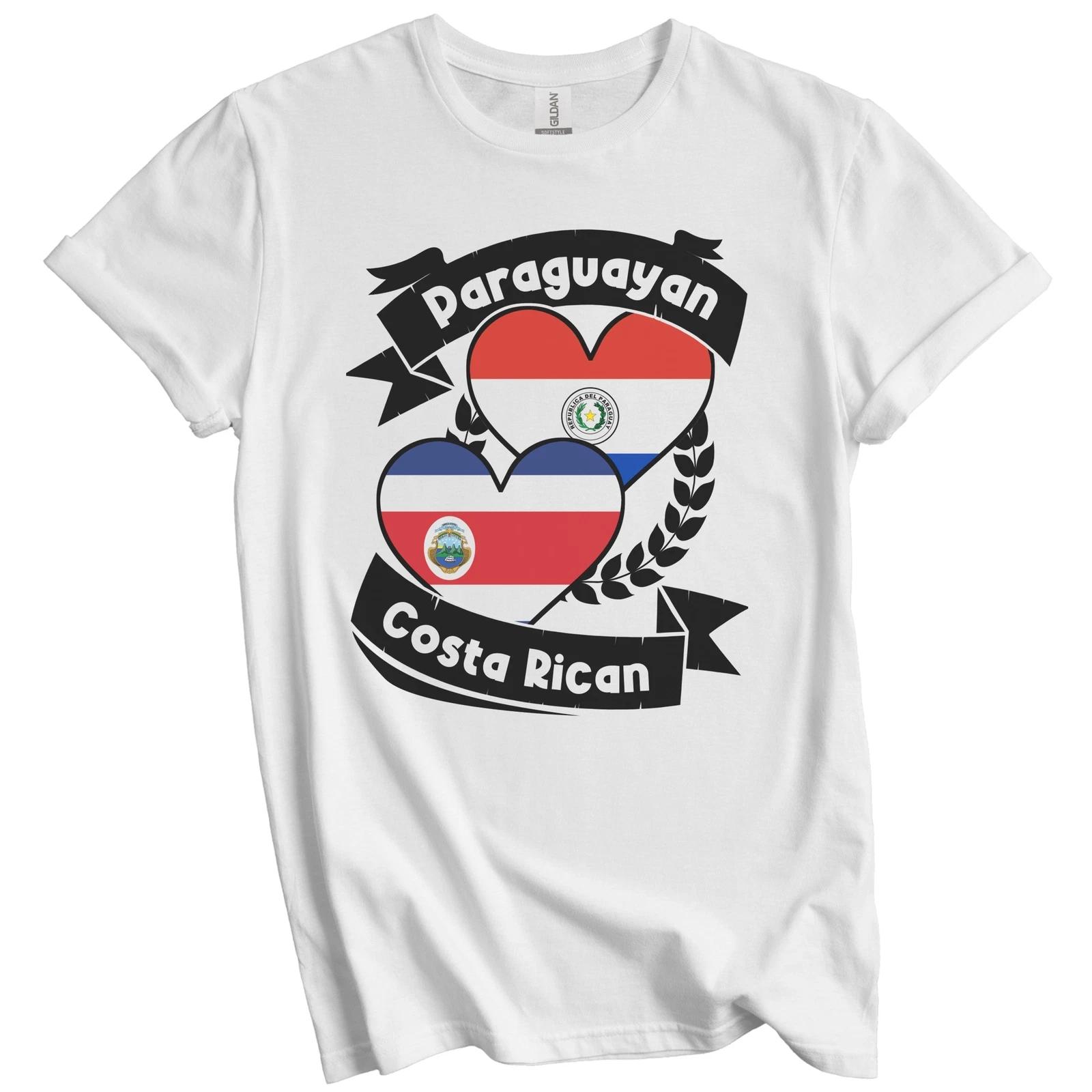 Paraguayan Costa Rican Heart Flags Paraguay Costa Rica T-Shirt 2XL
