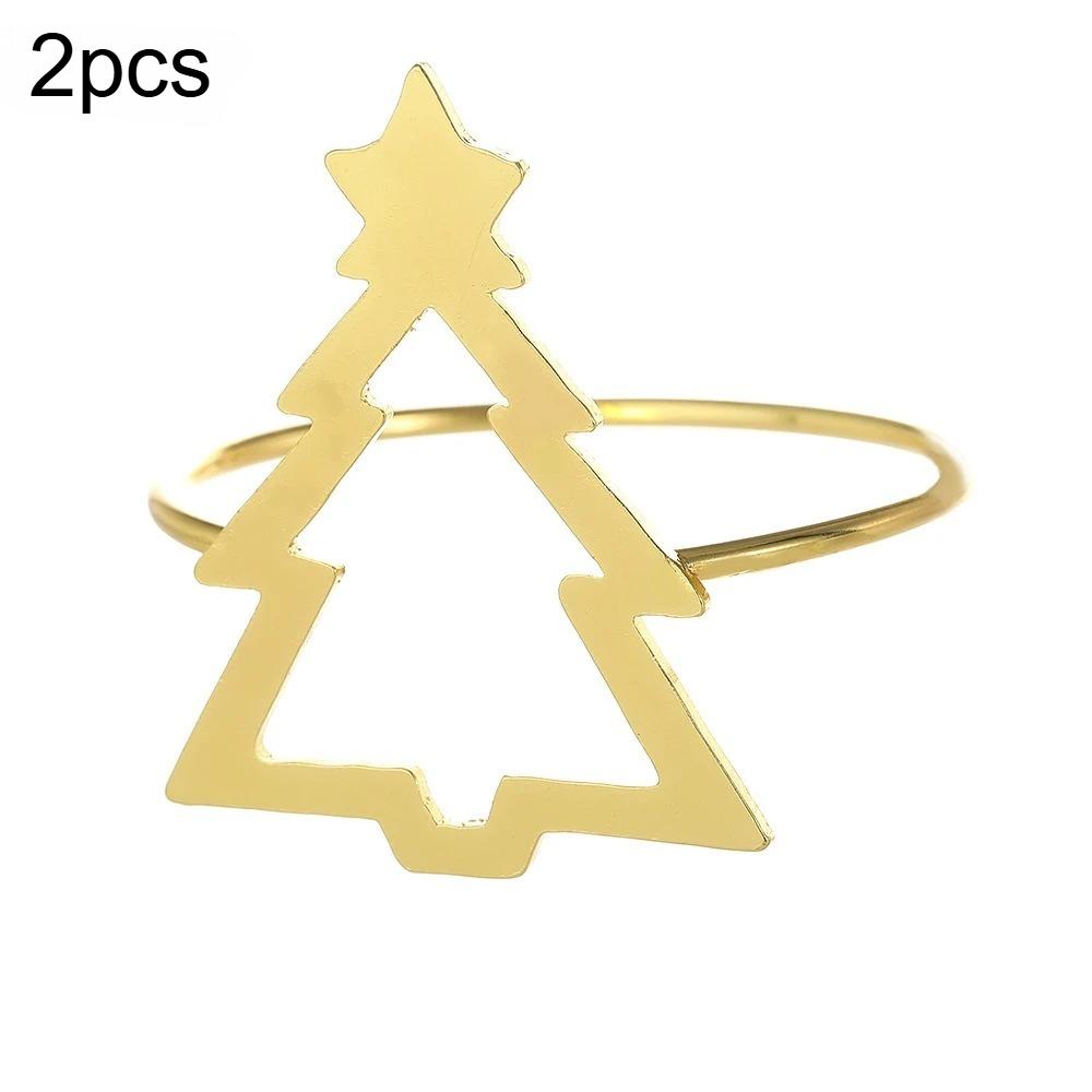 

2 шт. Полые держатели для салфеток в виде рождественской елки, Рождественские кольца для салфеток, Золотые пряжки для салфеток для рождественской свадебной вечеринки, Декор стола золотой
