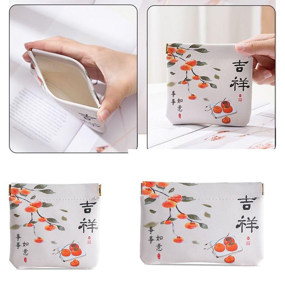 

Pu Leather Automatic Closing Cosmetic Bag Self-closing Coin Purse Jewelry Storage Bag Style3