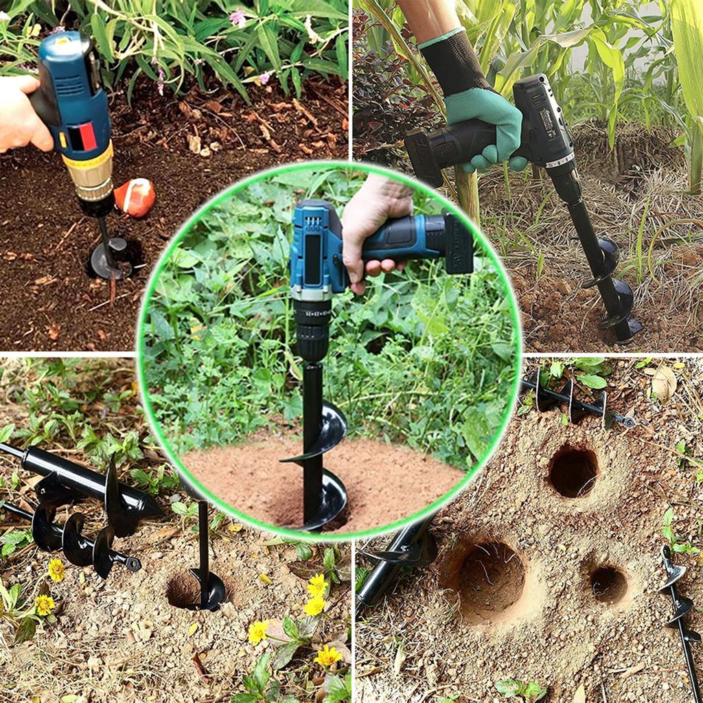 Garden Auger Spiral Soil Auger Umbrella Hole Excavator Solid Shaft Auger Flower For Planting Digging Soil Nursery Flowers