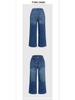 Mid-Waist Wide-Leg Plus Size Retro Washed Cropped Jeans with Frayed Hem and Slant Pockets