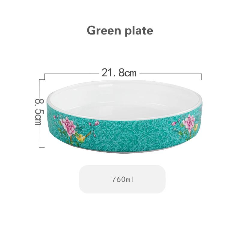 Cold Dish with Ceramic Artistic Conception Special Five Grid Cold Dish Creative Art Tableware Enamel Color Round Cover Bowl
