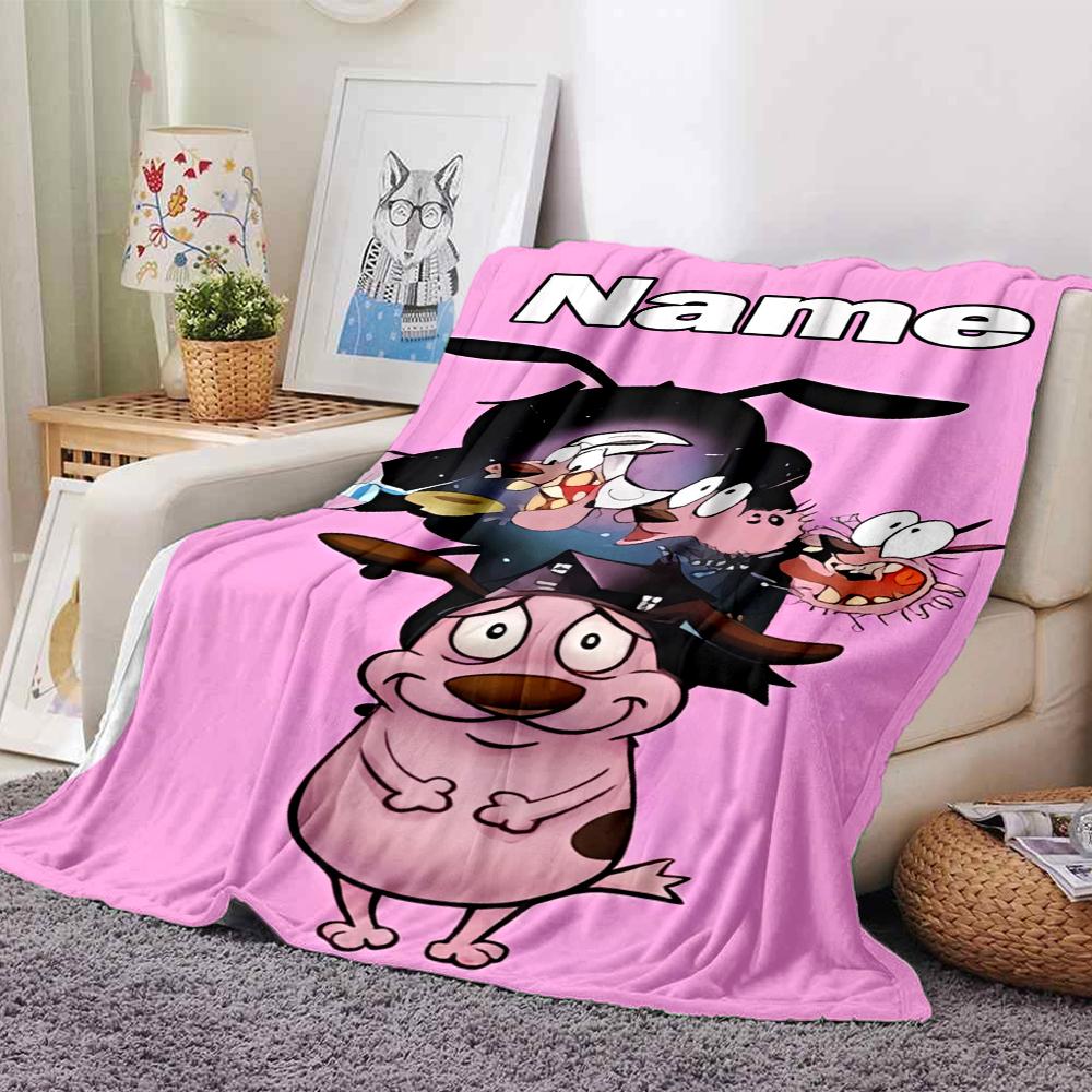 Customiz Name Personality Courage the Cowardly Dog Blanket Soft &Warm Sofa Office Bed Travel Lunch Break Blanket, Gift Suitable All Seasons