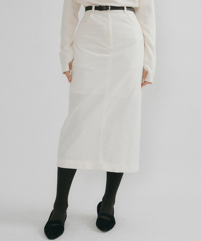 Riorg Oson Cotton Velvet Midi Skirt Ivory