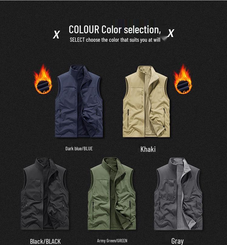 Men's Double-Sided Plush Winter Vest - 2024 Collection, Sleeveless Outerwear, Casual & Warm (Model 8822A)