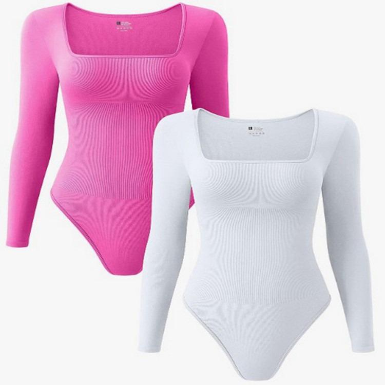 2025 Women's Long Sleeve Square Neck Yoga Bodysuit
