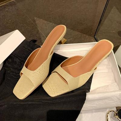 Fashion Women Slippers Square Toe Heeled Sandals Fashion Dress Shoes Woman New Summer 2025 Brand Sexy Pumps Luxury Sandalias De Mujer