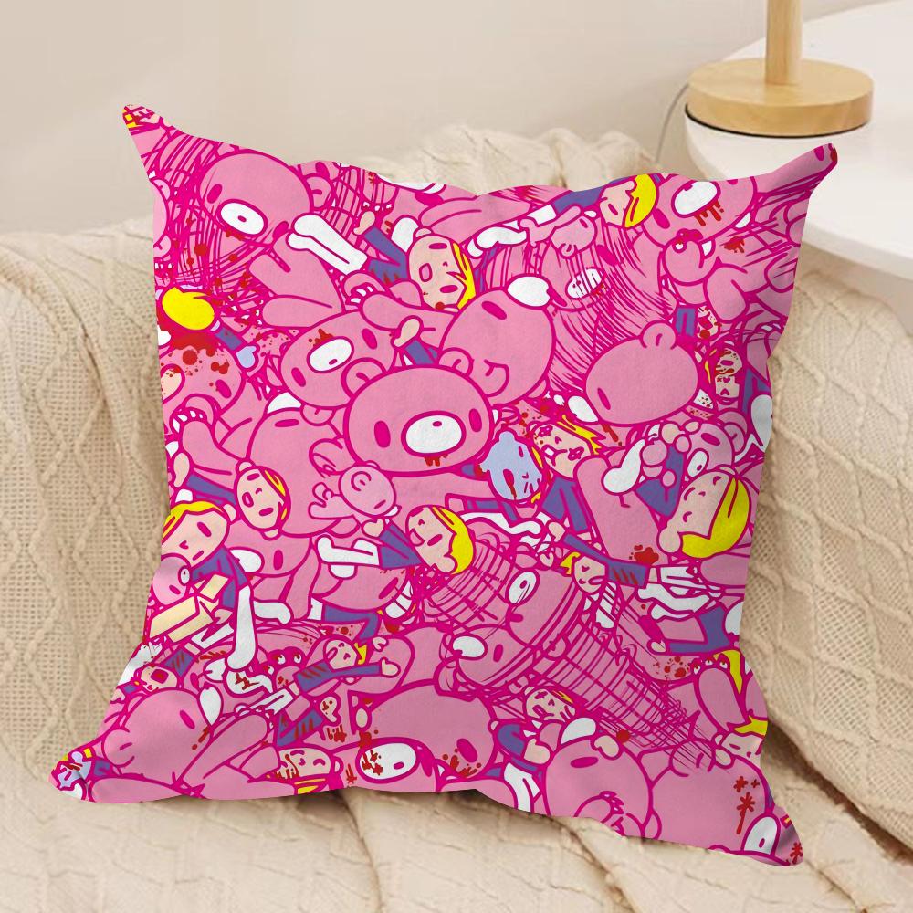 Cartoon G-GloomyS Bear Cushion Cover Soft Plush Fabric Double-Sided Printed Sofa Cushion Cover for All Seasons Home Decor Gift