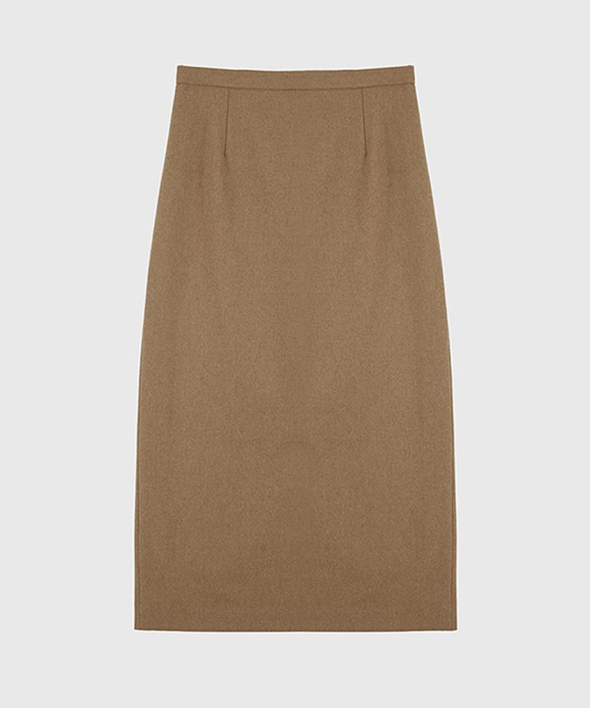 Kwinseulaebis Wool-Blend Midi Basic Slit Skirt