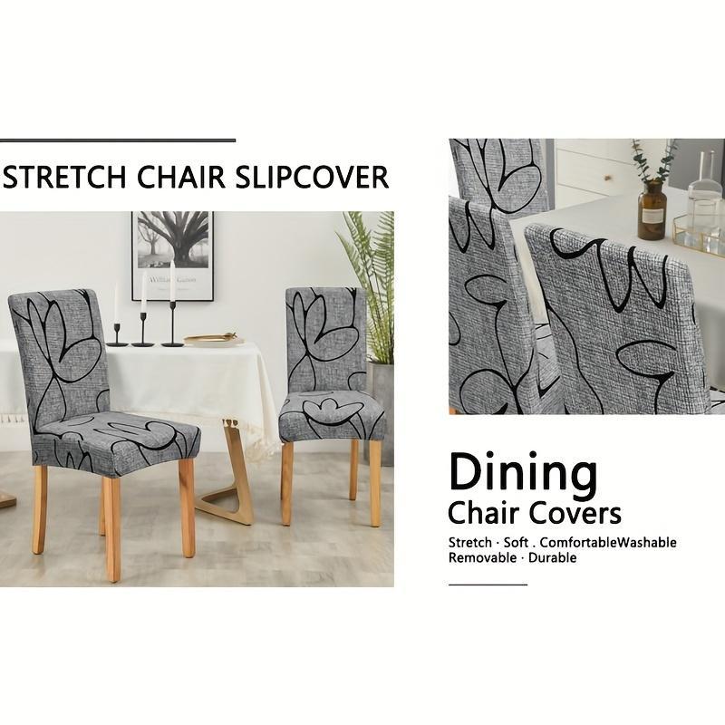Elastischer Stuhlbezug mit grauem Blumendesign, Milchseidenmaterial, Wohnzimmerstuhlschutz, Staubdichter Stuhlbezug für vier Jahreszeiten