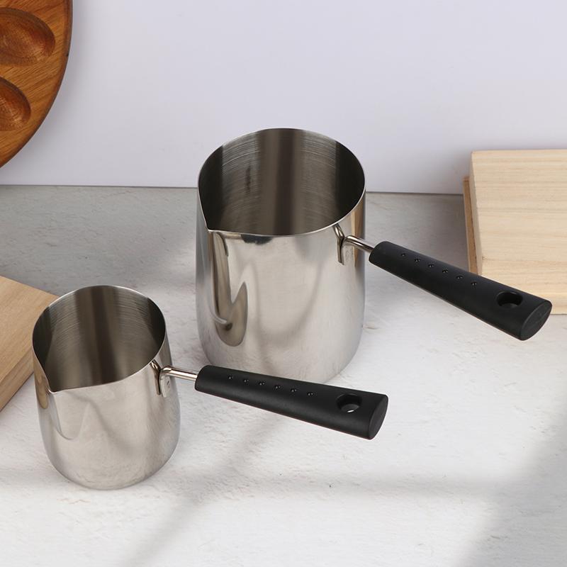 350/600ML Kaffekanna i rostfritt stål med långt handtag och hällpipa, Mjölk- och smörvärmare, Kastrull för spishäll, Chokladsmältningspanna