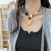 Clavicle Chain Patchwork Cloth Chain Necklace Love Pendant Bohemian Choker  Girls