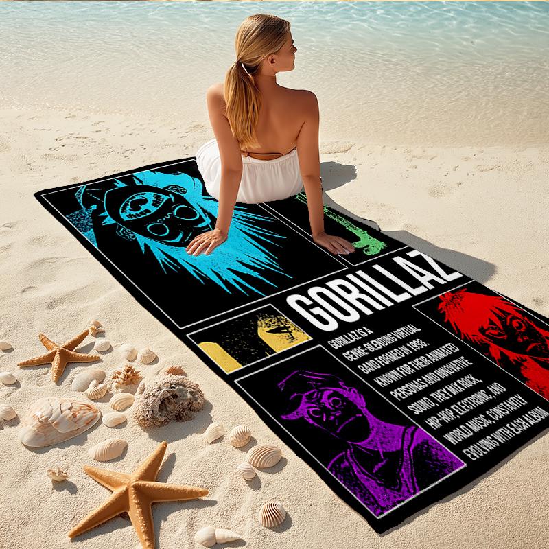 1Pc Gorillaz Virtual Band Evolution Beach Towel Quick Dry Multiuse For Beach Pool Gym Yoga Home Travel Christmas Halloween Xmas Gift N187