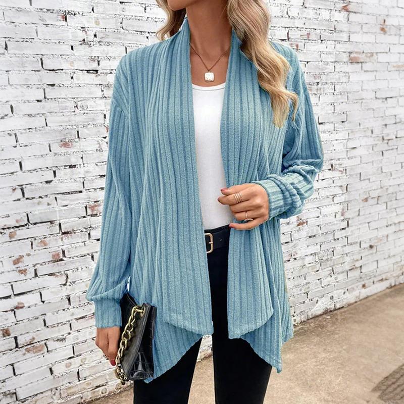Women Autumn Winter Long Sleeve Irregular Solid Color Cardigan Coat