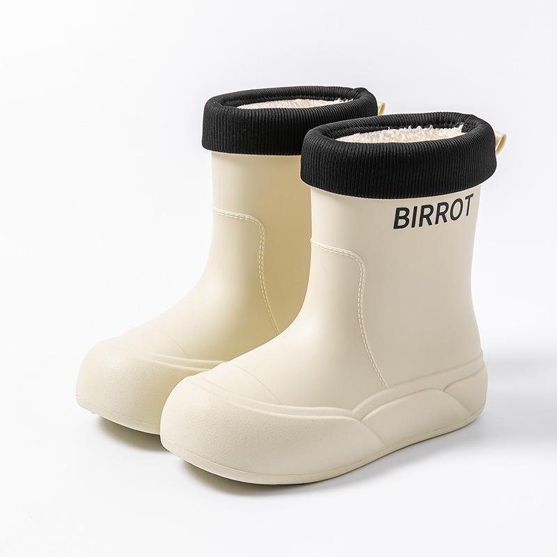 R flat-soled rain boots rain shoes girls short waterproof shoes medium tube Korean version water boots