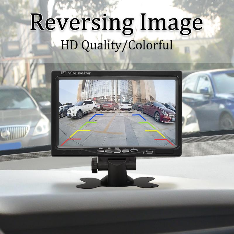 Hippcron 7 Inch Car Monitor Screen Rear View Support Camera Digital 2 Way Video Input Reversing Image TFT LCD Parking System