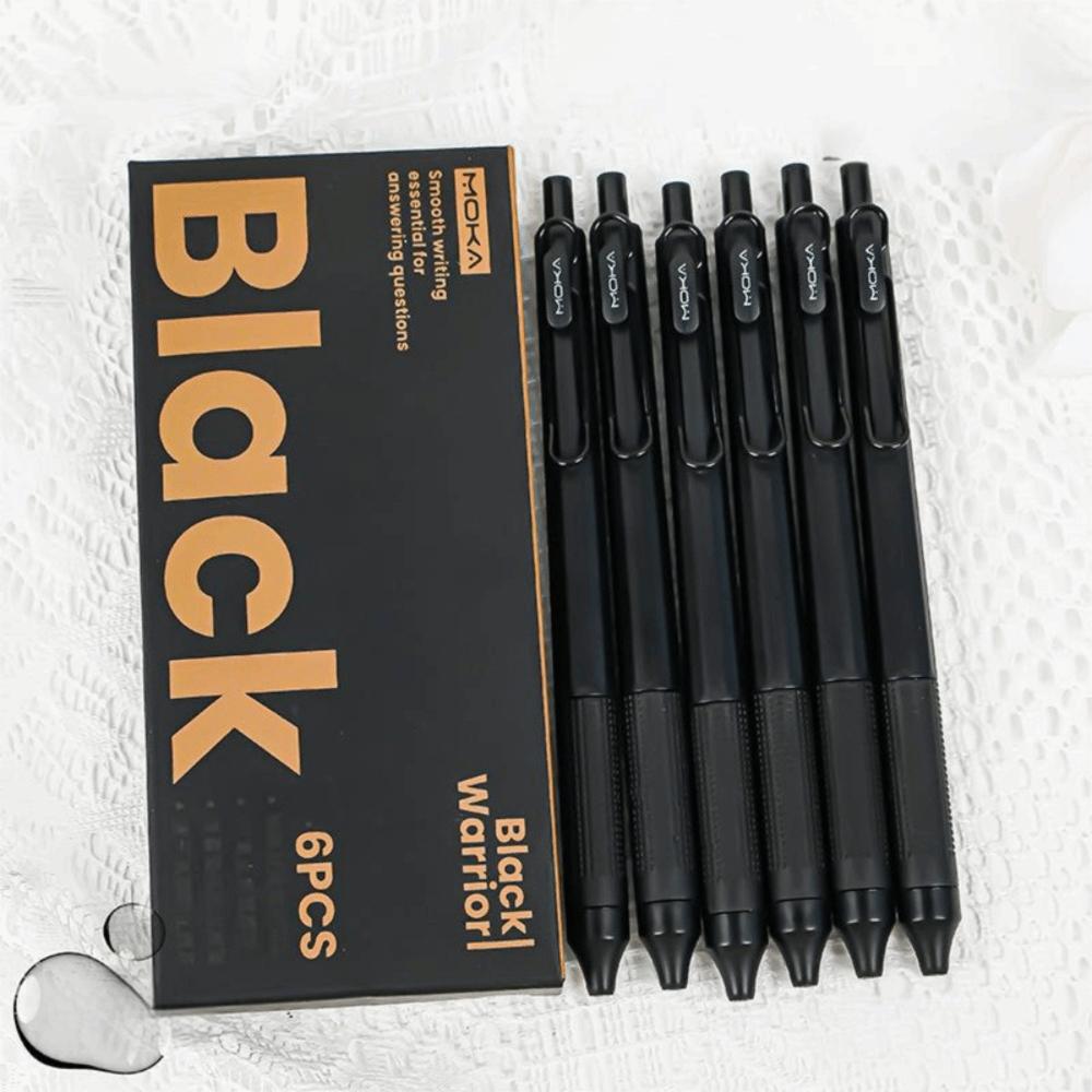 

6Pcs Black Ink Pen Quick-Drying Press Pen New Neutral Pen School Office Stationery Supplies