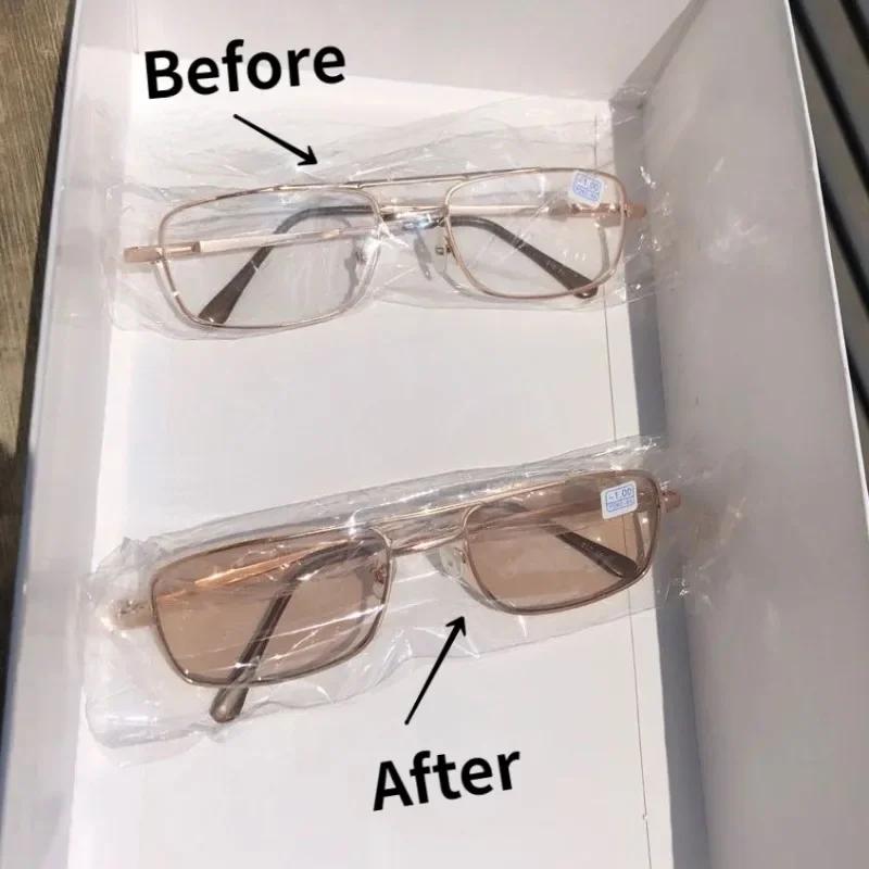 1.0 To 4.0 Presbyopia Glasses Photochromic Double Beam Metal Frame Can Be Used As Sunglasses