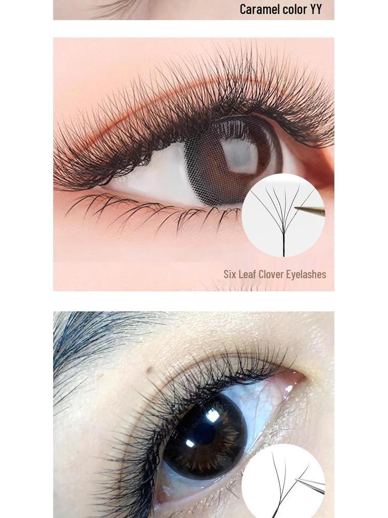 Natural Thick YY Eyelash Extensions - Large Capacity, Non-Scattered, Three-Leaf/Four-Leaf Design