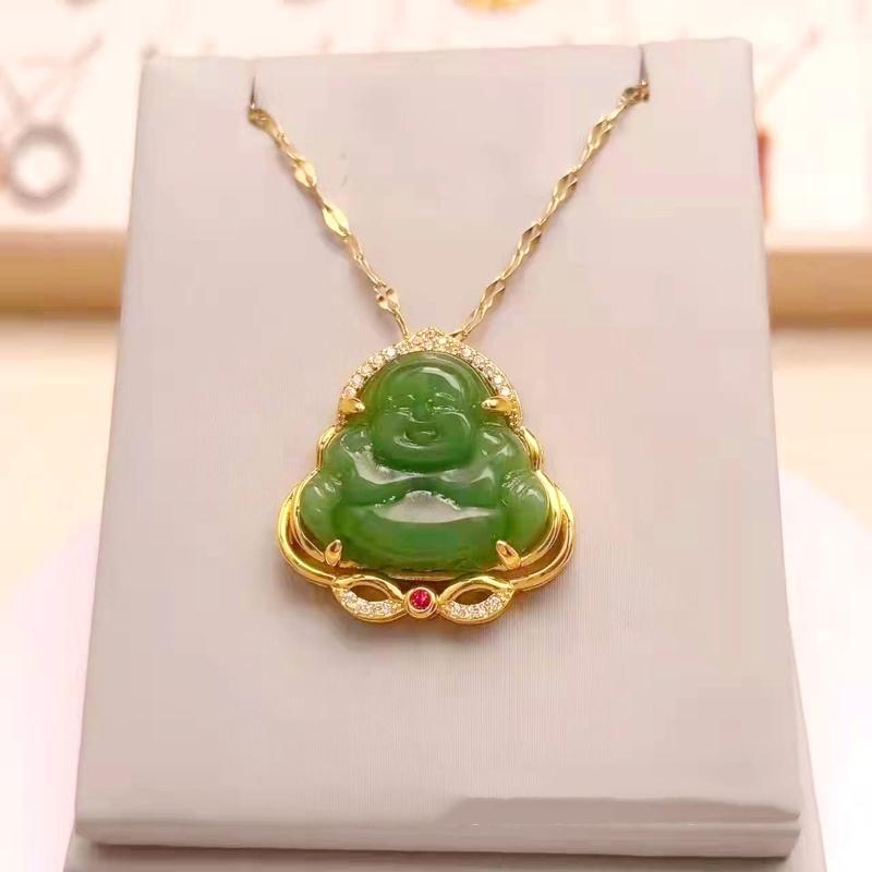 Unisex Hand-carved Maitreya Buddha Resin Pendant Necklace Charm Jewelry Fashion Amulet Magical Power Brings Blessing