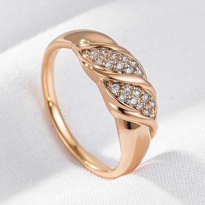 Glatte geometrische Doppel-Zirkon-vergoldete Ringe für Damen, Vintage-Party-Bling-Schmuck