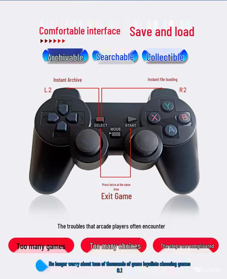 M8 Retro Wireless Arcade Game Console with Dual Joysticks for HD TV