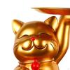 Kattenbeeldje met Metalen Schaal, Standbeeld Geluk Decoratie, Dierlijk Ornament Snoepschaal