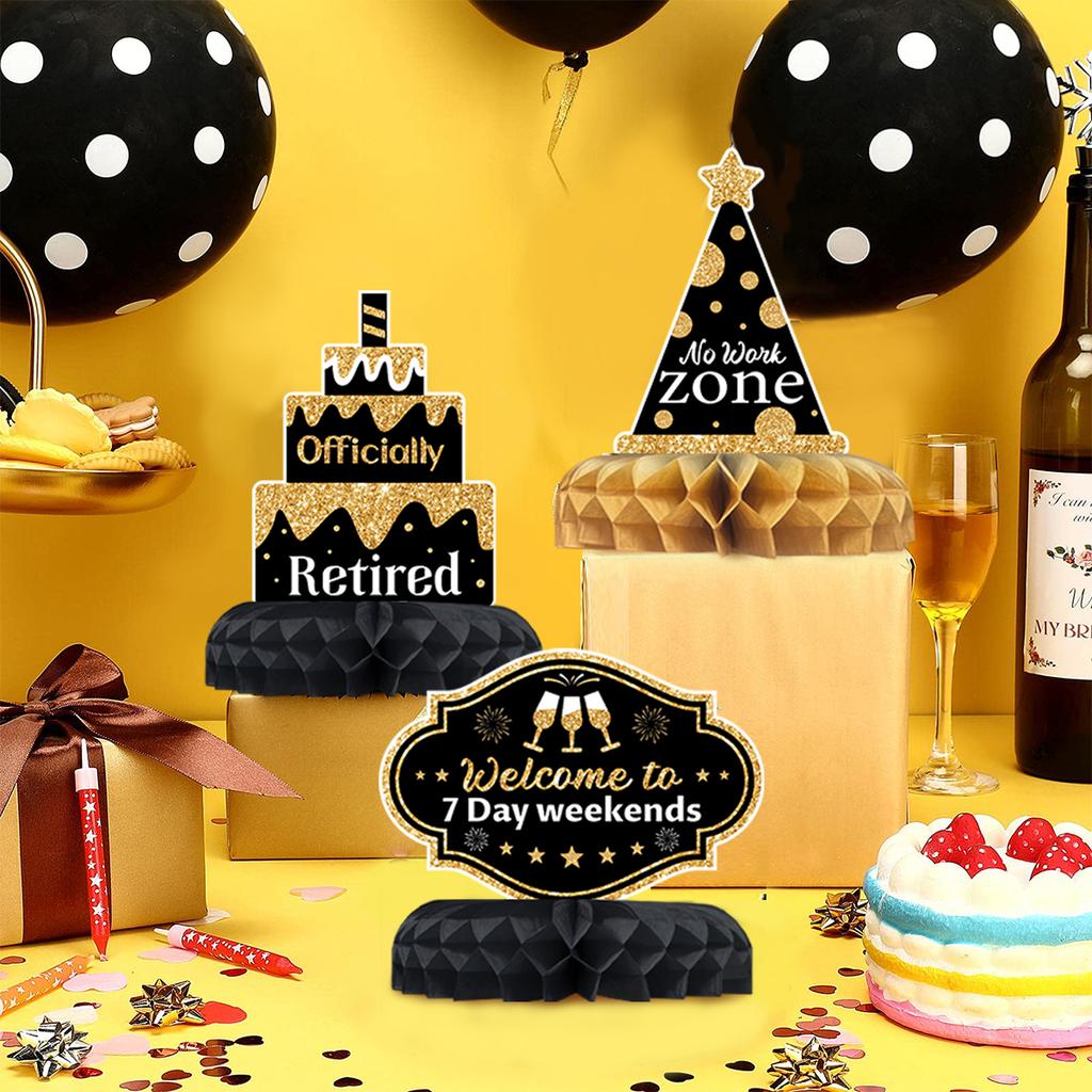 Retirement Honeycomb Centerpiece for Retired Party Decoration No Work Zone Table Topper Creative Photo Prop Desktop Ornament