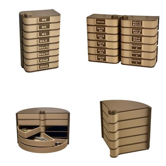 Rotating Modular Storage Tower Vertical Hardware Organizer 3D Printed Workshop Parts Organizer for Nuts Bolts Screws Washers