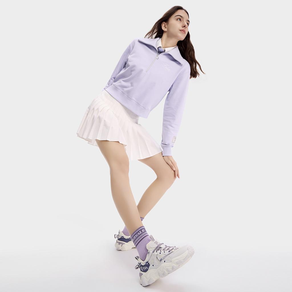 FILA Fluid 5 Cat Paw Shoes 5.0 Youth Vitality Fashion Trend Non-Slip Wear-Resistant Low-Top Casual Shoes Women sneaker White Purple F12W432101FGO