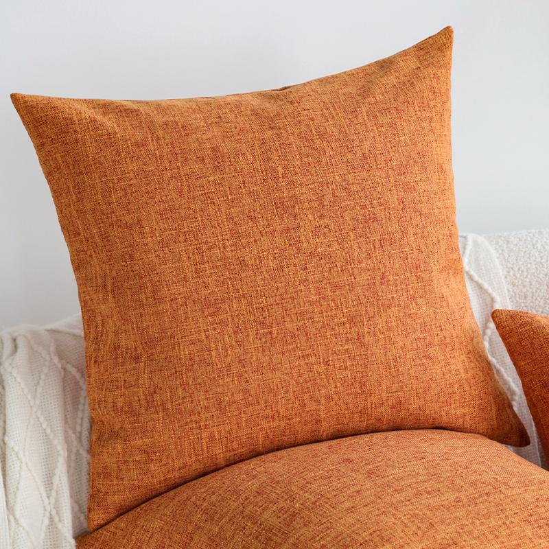 Orange Soft Cushion Cover Linen Pillowcase Home Decorative Solid Color Sofa Multi-size Customizable Pillow Cover for All Seasons