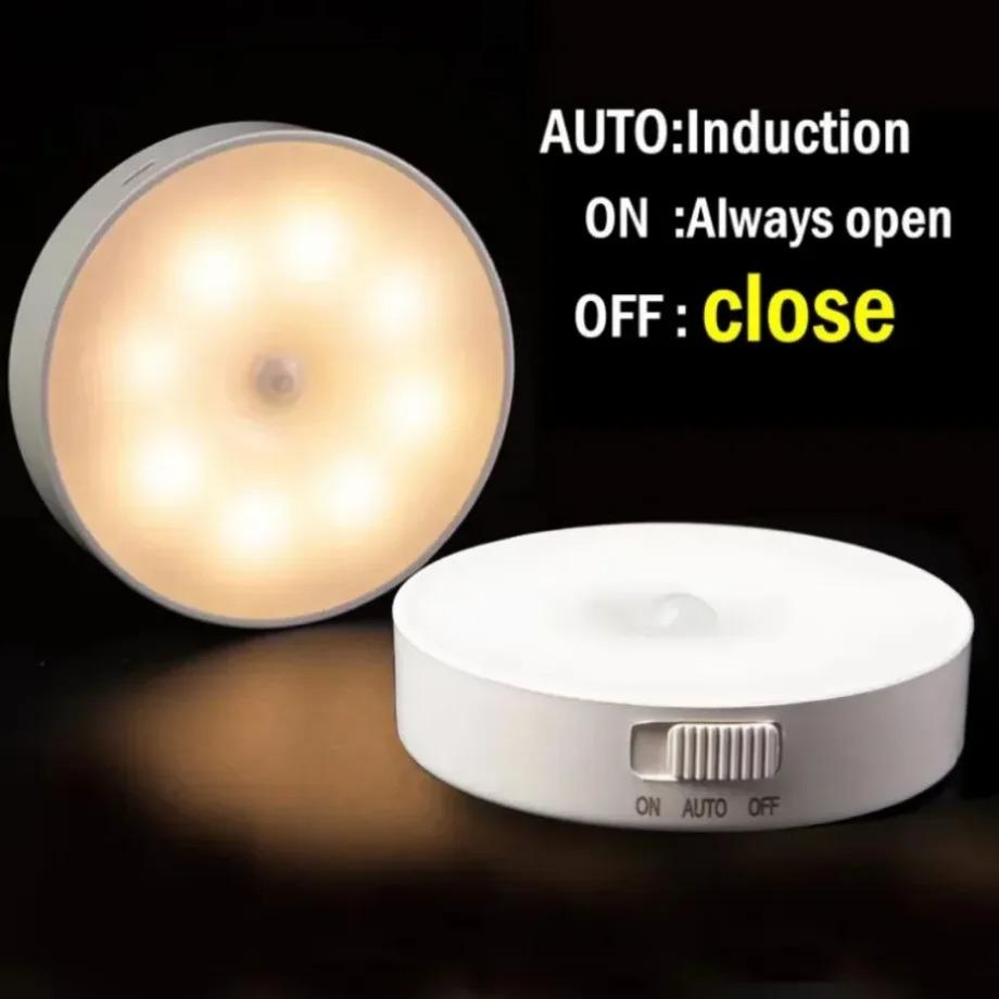 Induction Night Light USB Charging Circular Light with Magnetic Suction Staircase Light Suitable for Wardrobe Corridors