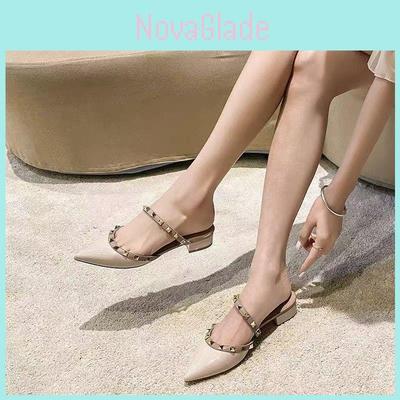 Classic Pu Slipon Block Heel Shoes For Women With Pointed Toe For Daily Wear