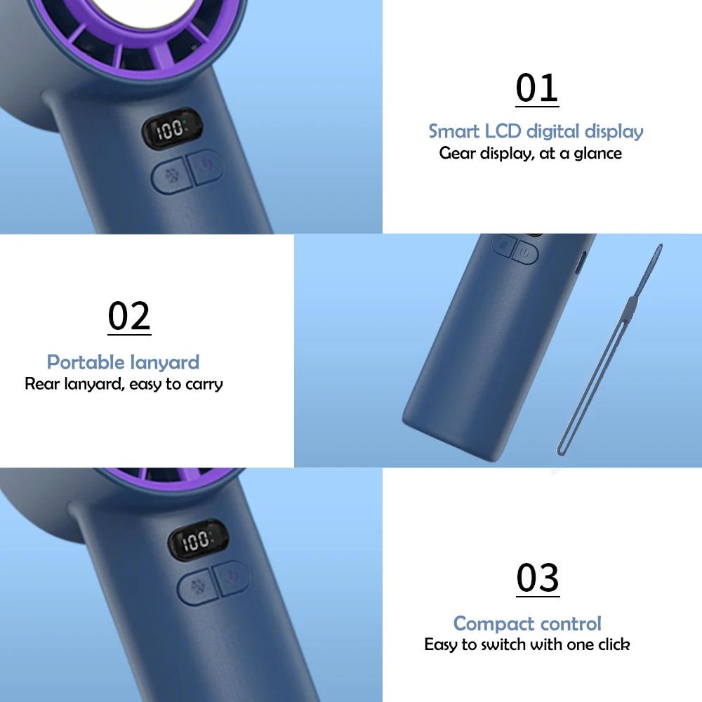 Portable Handheld Turbo Fan 1-100 Wind Speeds Adjustable Mini Refrigeration Fan High Speed Ice Compress Air Cooling Turbo Fans