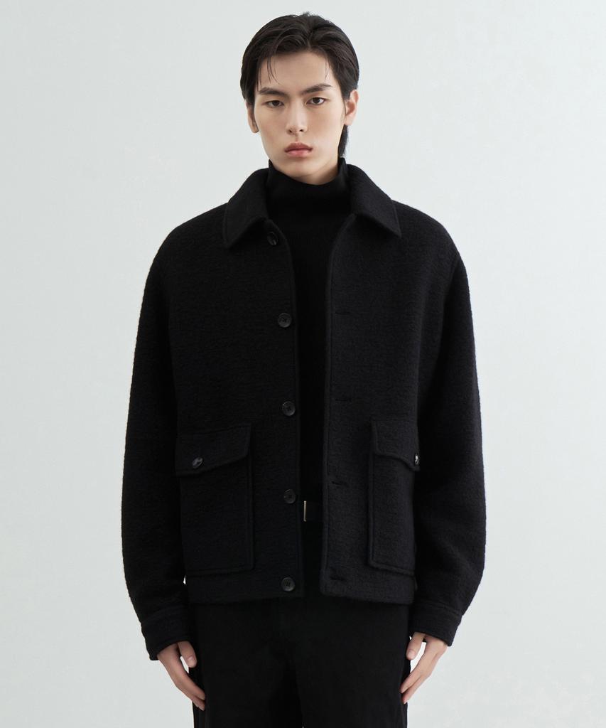Musinsa Standard Wool Blend Jersey Oversized Out-Pocket Jacket [Black]