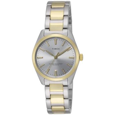 Armbanduhr Timex Highview, silbernes Zifferblatt, Messing, Mineralglas, Quarz, 32 mm, Amerika-Uhr TW2V26400, Gold [TIMEX], Damen [Artikel]