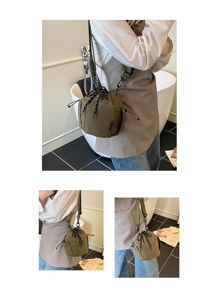 Japanese-Inspired Niche Drawstring Bucket Bag, Versatile Crossbody for Commuting and Outdoor Sports Casual Use