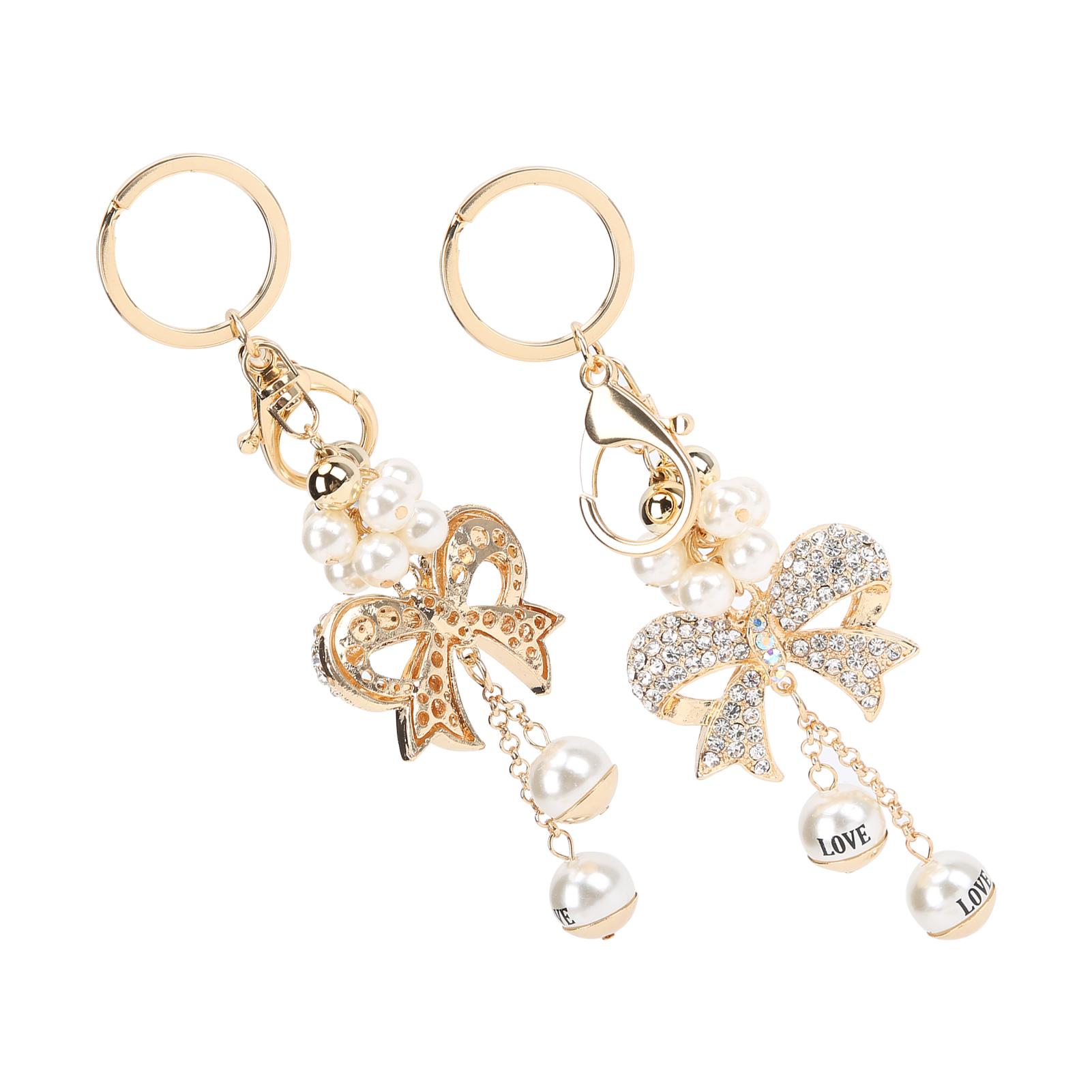 

2 шт. брелок-бантик в форме банта милый искусственный жемчуг автомобильный ключ кулон кошелек рюкзак аксессуары